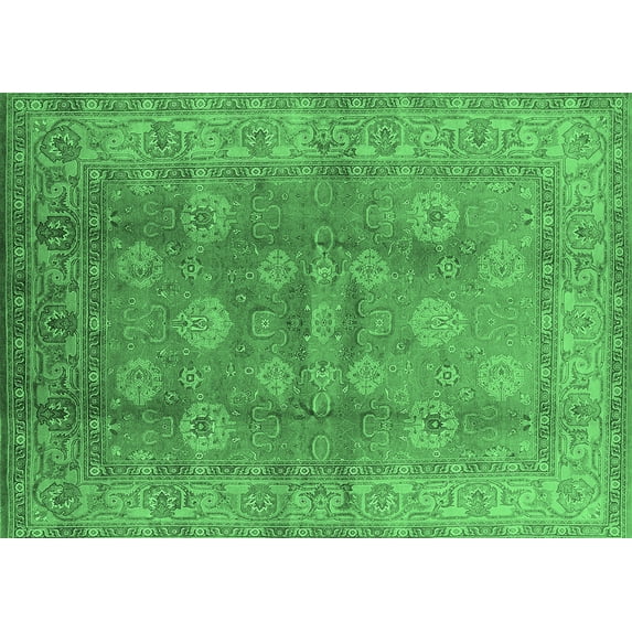Ahgly Company Indoor Rectangle Oriental Emerald Green Traditional Area Rugs, 5' x 7'