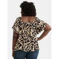 thumbnail image 4 of Terra & Sky Women's Plus Convertible Blouse with Short Sleeves, Sizes 0X-5X, 4 of 5