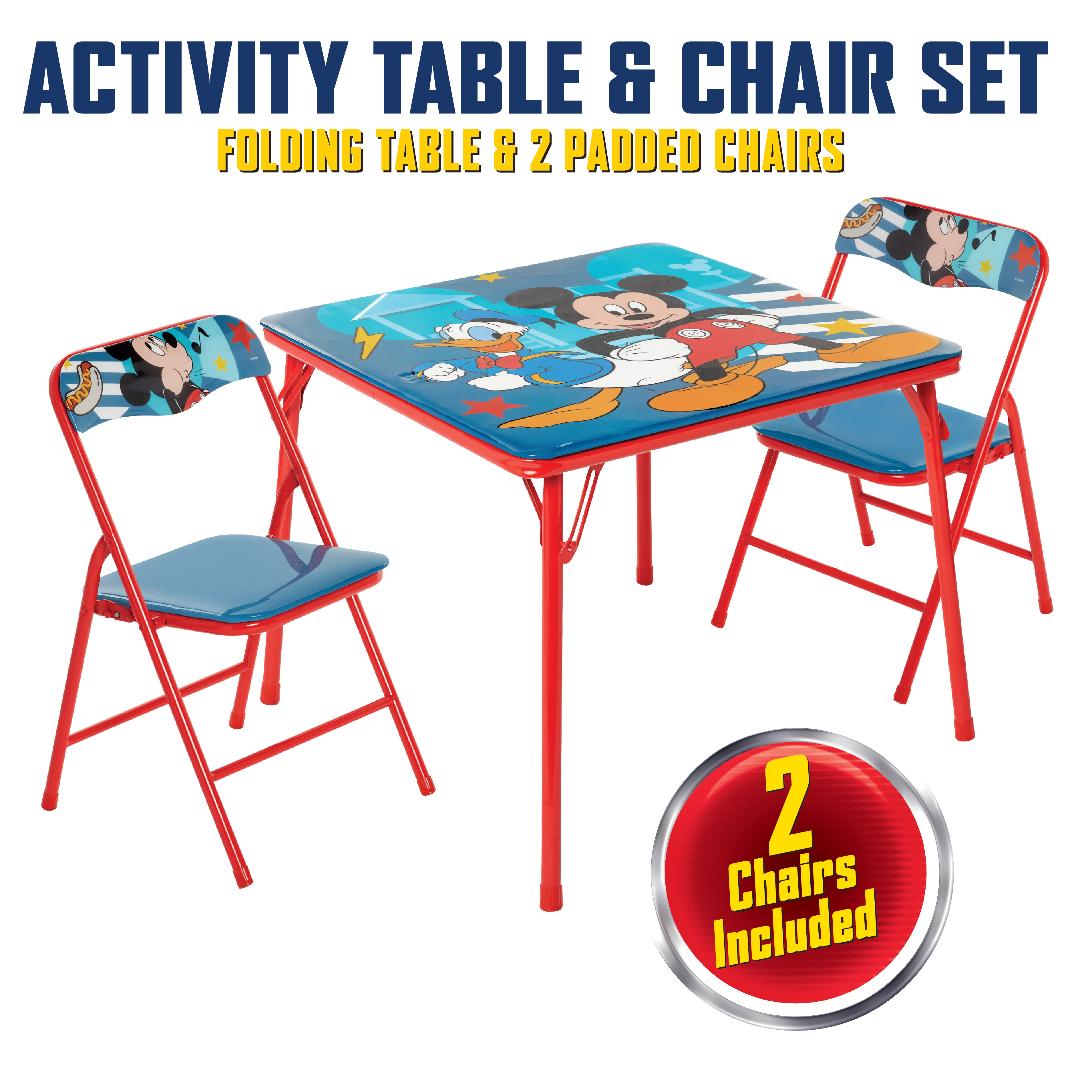 Mickey Mouse 3-Piece Kids Activity Table and Chair Set, Red photo 2