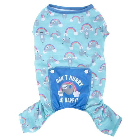 Vibrant Life Blue Rainbow Sloth Print Pajamas M