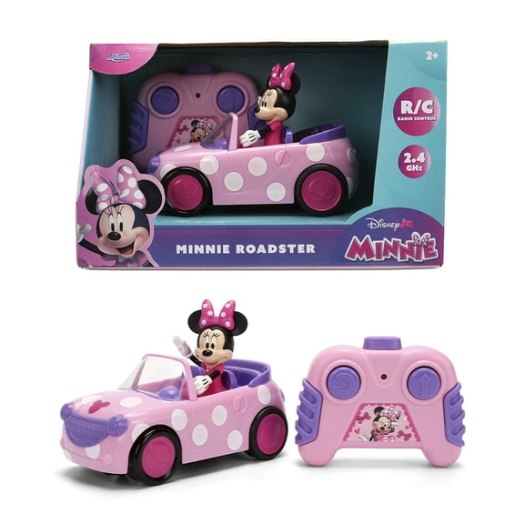 RC Car Minnie Mouse – Disney Junior 1:32 Scale Vehicle with Non-Removable Figure – Pink Remote Control Car by Jada Toys