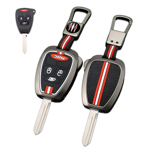 Key Cover Case, Zinc Alloy Metal Key Fob Case Protector Shell Compatible with 2005-2012 Jeep Liberty 2007-2017 Wrangler Compass Patriot with Lanyard