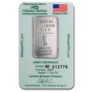 1 oz Palladium Bar - Lewis & Clark (In Assay)