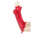 thumbnail image 5 of INSPIRE CHIC Women's Satin Lace Up Fingerless Gloves Solid Color Punk Arm Warmers One Size Red and Red Ribbon, 5 of 6