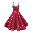 thumbnail image 4 of LWavelet 2026 Valentine's Satin Off-shoulder Dress, Women's Love Heart Rose Print Flowy A Line Trendy Sundresses Wine L, 4 of 4