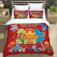 thumbnail image 3 of Funda de edredón con estampado de Pokémon de anime japonés y fundas de almohada, juego de cama con impresión digital 3D de microfibra, tamaño doble, tamaño Queen y King, 3 of 5
