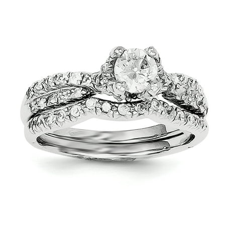 925 Sterling Silver 2 Piece Cubic Zirconia Wedding Set Ring 925 Sterling Silver 2 Piece Cubic Zirconia Wedding Set Ring