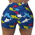 thumbnail image 2 of Fuzoiu Cartoon Shark Print Women's Workout Shorts,Workout Biker Shorts Women,Exercise Fitness Shorts,Scrunch Short, Athletic Shorts for Gym Yoga Running Sport Active-X-Large, 2 of 8
