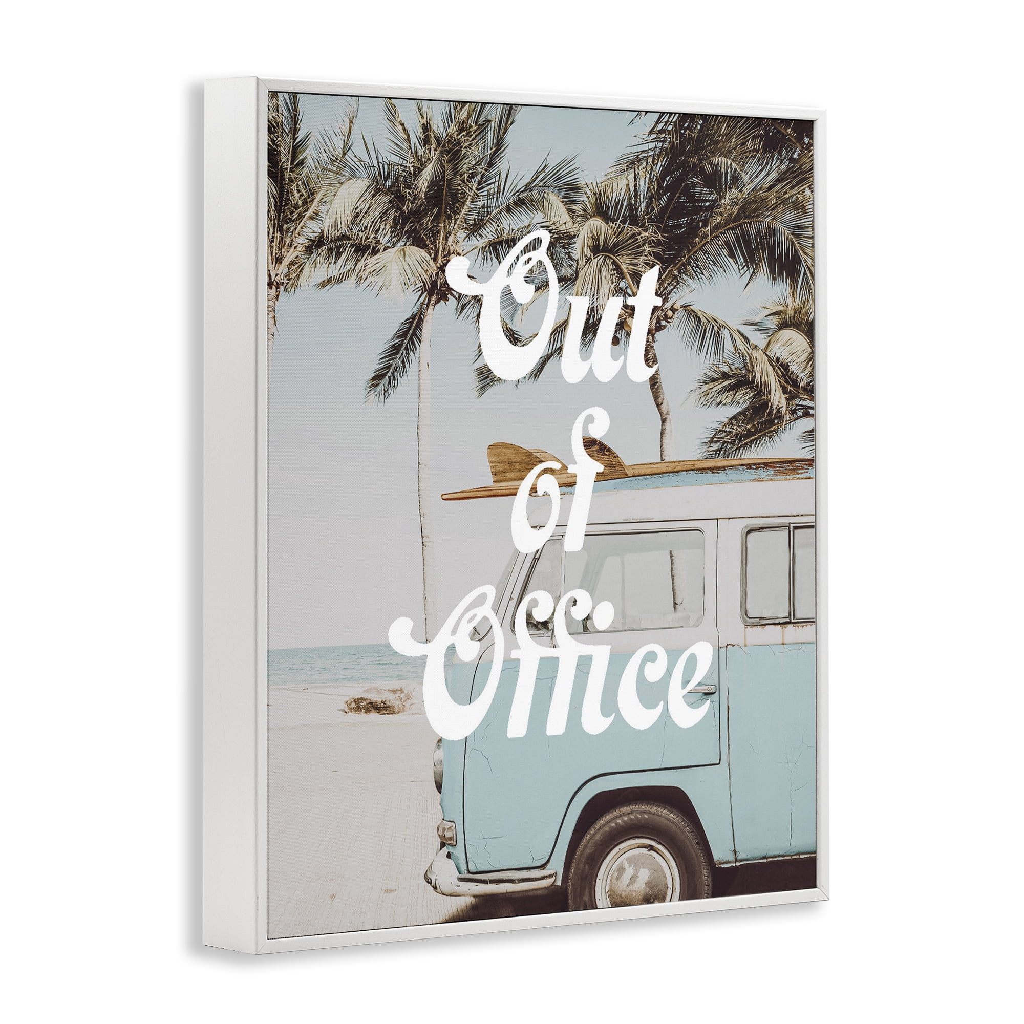 Stupell Industries Retro Out Of Office Beach White Framed Giclee Art, design by Lil' Rue