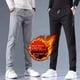 thumbnail image 4 of Pantalones negros con forro polar para hombre, otoño e invierno, estilo coreano, tallas grandes, ajustados, rectos, casuales, 4 of 5