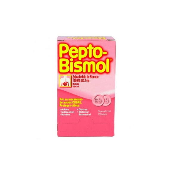 Pepto Bismol 262 mg Caja Con 100 Tabletas Masticables Sabor Original Antiácido
