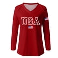thumbnail image 5 of LEKODE Vintage 250th Anniversary USA Flag V Neck Patriotic Top for Women Independence Day Z2 Red L, 5 of 5