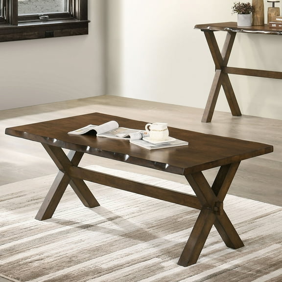 Furniture of America Arpe X-Cross Leg Coffee Table, Walnut
