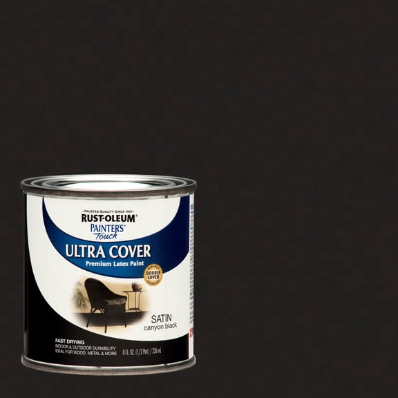 Canyon Black, Rust-Oleum Painter's Touch Ultra Cover Satin, Half Pint, 6 Pack