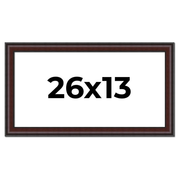 26x13 Frame Brown Round Mahogany Solid Wood Picture Frame | 1.625 Inch Moulding Width | with UV