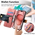 thumbnail image 5 of Decase Fashion Anti-Scratch Case for iPhone 16 Pro Max Shockproof Wallet Cover with RFID Blocking Wrist Strap Flip Credit Card Holder Slot, Folio PU Leather+TPU Bumper Back Cover,Pink, 5 of 8