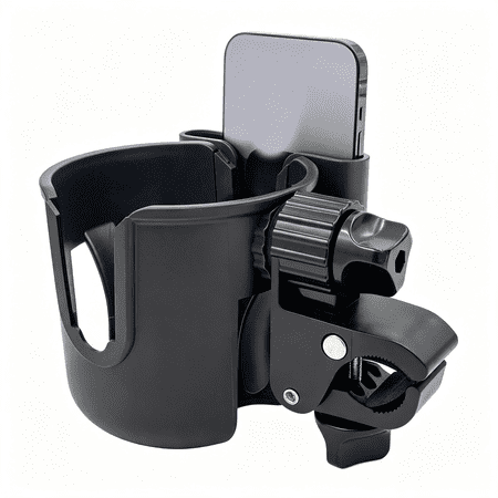 LADYGYM Universal Stroller Cup Holder Attachment with Phone Holder-Adjustable Drink and Phone Organizer for Baby Strollers,Walkers,Bikes & Scooters,Parent Gift