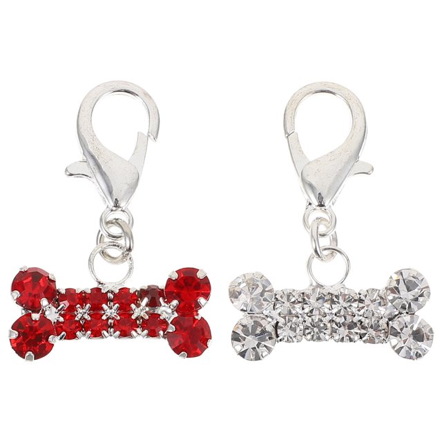 Shisuyan 2Pcs Pet Collar Pendants Decorative Rhinestone Pendants Lovely Hanging Pendants