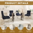 thumbnail image 2 of 5-Piece Dining Table Set, 63" Rectangular Tempered Glass Table & 4 Button-Tufted Velvet Chairs with Stainless Steel Legs, Dining Set for Kitchen, Office, 2 of 8