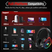 Ozeino Wireless Gaming Headset, 7.1 Surround Sound, 2.4GHz Wireless Gaming Headphones with Detachable Noise-Canceling Mic for PS5, PS4, PC, Laptop