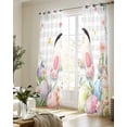thumbnail image 5 of Easter Sheer Curtains 63 Inch Length 2 Panels Set for Living Room/Bedroom, Spring Rabbit Feet Eggs Botanical Floral Grey Plaid Kitchen Curtains Grommet Semi-Sheer Curtains Window Treatments 42"x63"x2, 5 of 7