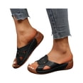 thumbnail image 3 of EKVAHL Orthopedic Sandals for Women with Arch Support Wedge Heel Sandals Open Toe Plantar Fasciitis Feet Slippers Comfortable Casual Wedge Slides, 3 of 6