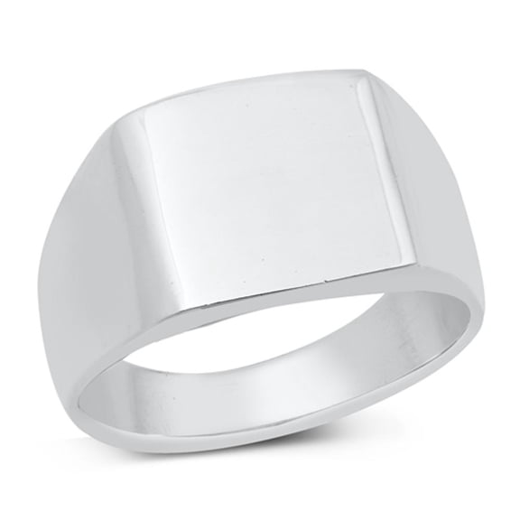 Wide Chunky Statement Ring Square Signet .925 Sterling Silver Band Jewelry Female Male Unisex Size 7