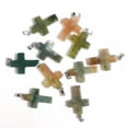 thumbnail image 3 of MATROOY Natural Quartz Crystal Cross Pendant Crucifix Shape Stone Jewelry making-Moss Agate-1PC, 3 of 3