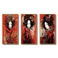 thumbnail image 2 of Designart "Red & Black Vintage Oriental Beauty II" Japon Woman Framed Wall Art Set Of 3 - Red Woman Japon Frame Canvas Set For Living Room Decor, 2 of 7