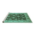 thumbnail image 2 of Ahgly Company Machine Washable Indoor Square Oriental Turquoise Blue Traditional Area Rugs, 3' Square, 2 of 4