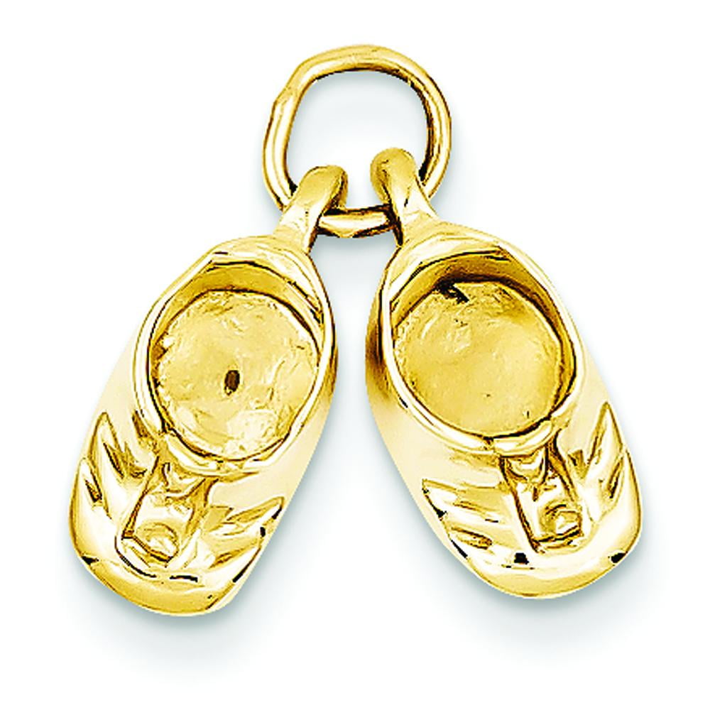 FindingKing 14K Gold Baby Shoes Charm Family Pendant Jewelry