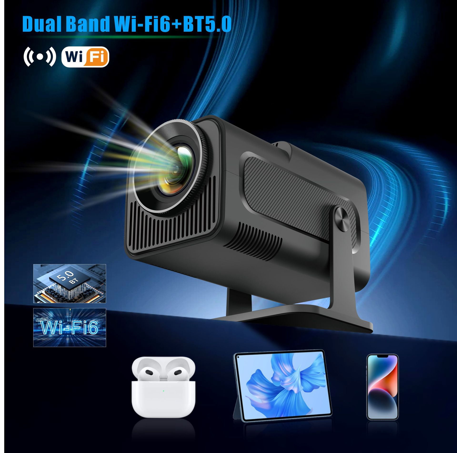 New HY320 Projector 4K WiFi HD Android Home Theater Mini 1080P Projector