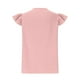 thumbnail image 4 of Top marrón,Blusa con volantes para mujer, camisa con lazo frontal, top de manga corta, poliéster suave, ropa informal, sopatenor, 4 of 5
