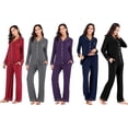 thumbnail image 4 of Conjunto de pijama para mujer Ropa de dormir de manga larga súper suave Ropa de dormir con botones para mujer Conjunto de pijama de salón Adepaton CJWUS-4076, 4 of 6