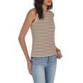 thumbnail image 4 of COCCKO Tank Top for Women 2026 Summer High Neck Sleeveless Striped Shirt Button Hollow Back Fitted Knit Camisole Tops, 4 of 7