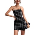 thumbnail image 1 of ZAXARRA Women?s Fashion Plaid Backless Tight Suspender Split Short Dress, 1 of 5