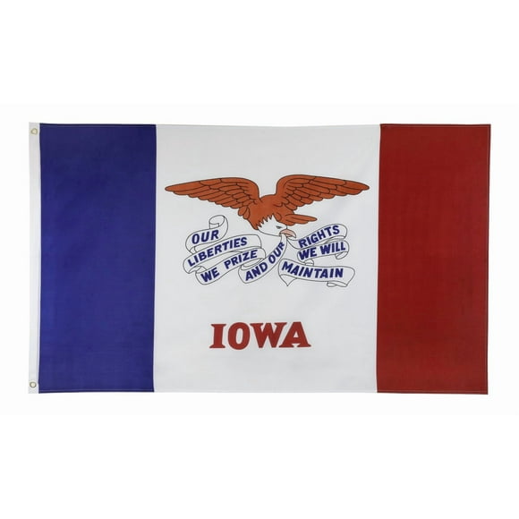Shop72 - American US State Iowa Flag, 3x5 ft, Two Brass Grommets, 100D Polyester Flags of 50 American States - Iowa