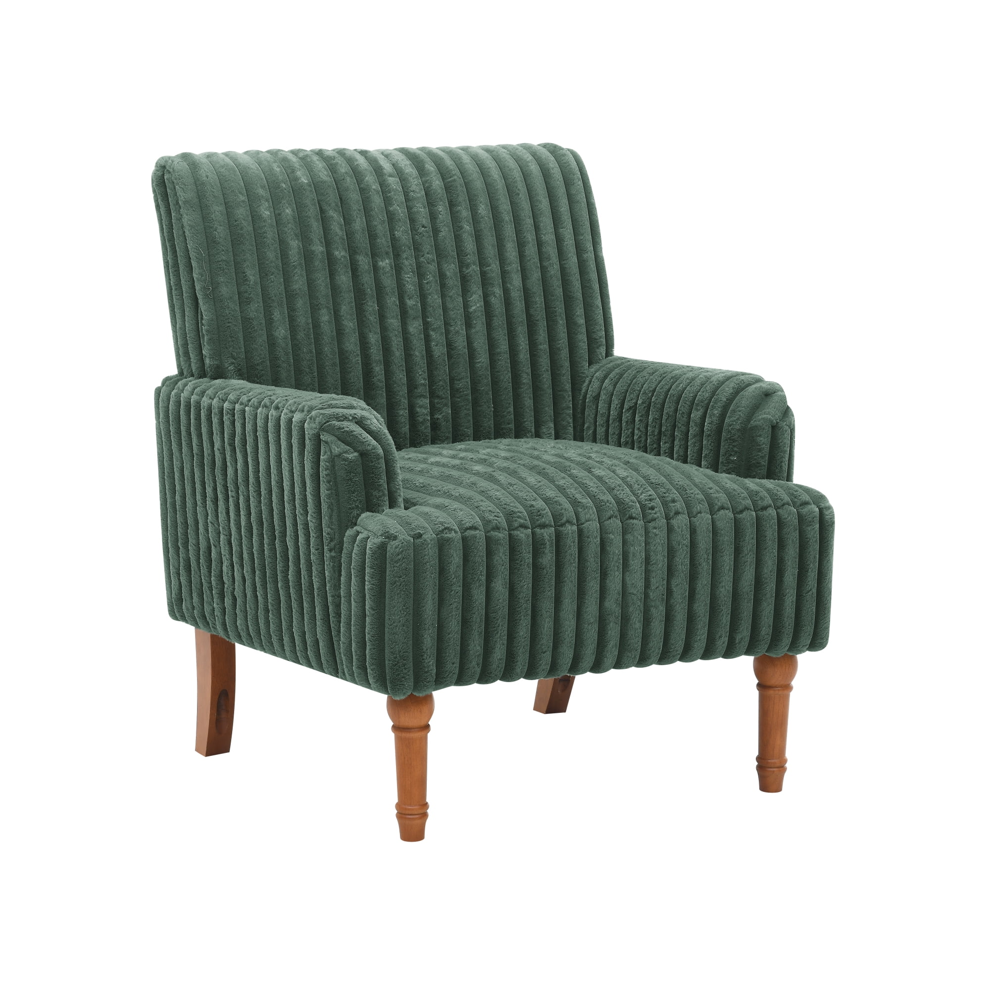 Leumius Modern Accent Chair with 9" Solid Wood Legs, Comfortable Upholstered Corduroy Armchair for Living Room Bedroom, Office Green