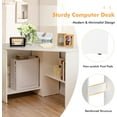 thumbnail image 5 of Small Corner Desk, Space-Saving Corner Workstation with Storage Shelves & CPU Stand, 90 Degree Triangle Makeup Vanity Desk, Wood Corner Computer Desk for Small Space (White), 5 of 9