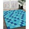 thumbnail image 3 of Ahgly Company Machine Washable Indoor Round Transitional Blue Area Rugs, 5' Round, 3 of 7
