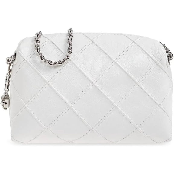 Tory Burch Women's Fleming Distressed Leather Crossbody, Blanc