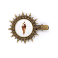 thumbnail image 1 of Modèle de Glace Sucrée au Chocolat Brun Tête de Soleil en Épingle à Cheveux Pinces en Métal Rétro Pin, 1 of 3