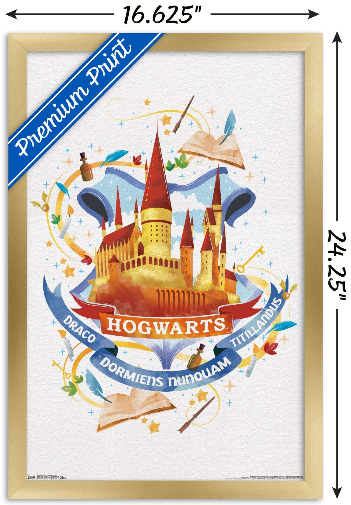 The Wizarding World: Harry Potter - Hogwarts Castle Charm Wall Poster, 14.725" x 22.375", Framed