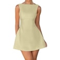 thumbnail image 1 of Vestido OWIN con cuello de barco, sin mangas, bodycon, fiesta, color caqui S, mujer, 1 of 5
