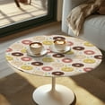 thumbnail image 2 of SEANATIVE 24 Inch Round Cocktail Tablecloth Washable Fitted Cocktail Table Cloth Easy to Clean Table Top Covers with Elastic Edge for Indoor Outdoor 24'' Diameter, Donuts Love Star Pattern, 2 of 7