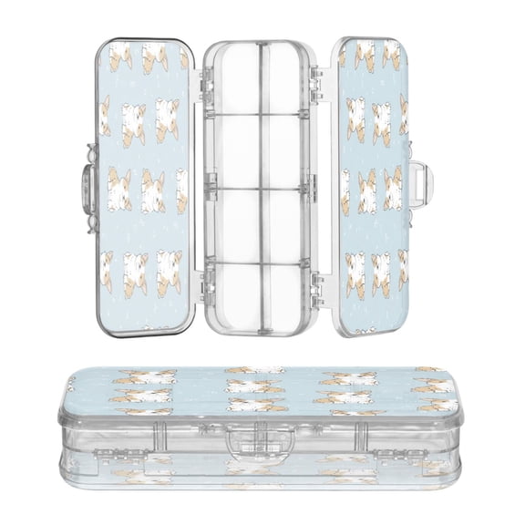 Plastic Pencil Box Large Capacity Pencil Boxes Clear Boxes with Snap-Tight Lid Stylish Office Supplies Storage Organizer Box Cute Little Dog Pattern