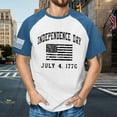 thumbnail image 4 of TSADFHJI Men's Independence Day Small Print Color Contrast Spring Summer Leisure Sports Comfortable Breathable Sweat Absorbing Cotton Round Neck Pullovers Short Sleeved T Shirt L Blue, 4 of 4