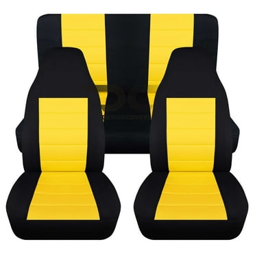 T188-Designcovers Fits 1987-1995 Jeep Wrangler YJ 2door Cotton Seat Covers:Black and yellow - Full Set
