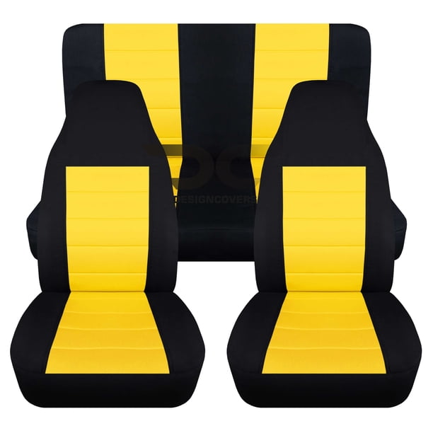 T188Designcovers Fits 19871995 Jeep Wrangler YJ 2door Cotton Seat CoversBlack and yellow