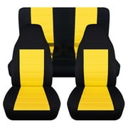 T188-Designcovers Fits 1987-1995 Jeep Wrangler YJ 2door Cotton Seat Covers:Black and yellow - Full Set